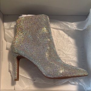 Rose Gold Heeled Boots with Shimmering Texture
